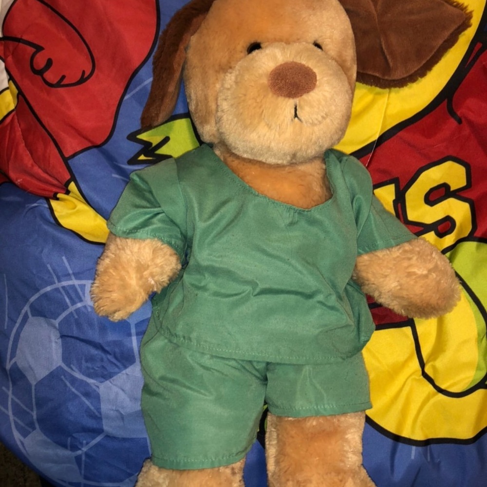 BuildABear Plush Dog Toy in Green Outfit